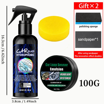 Windshield Rain Repellent & Headlight Restore Cream Bundle